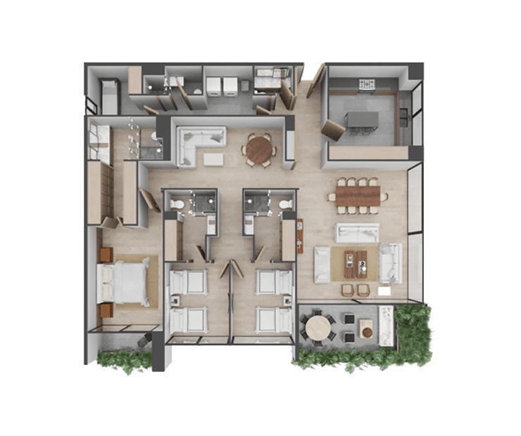 Planta arquitectónica departamento Be Grand Park Country.