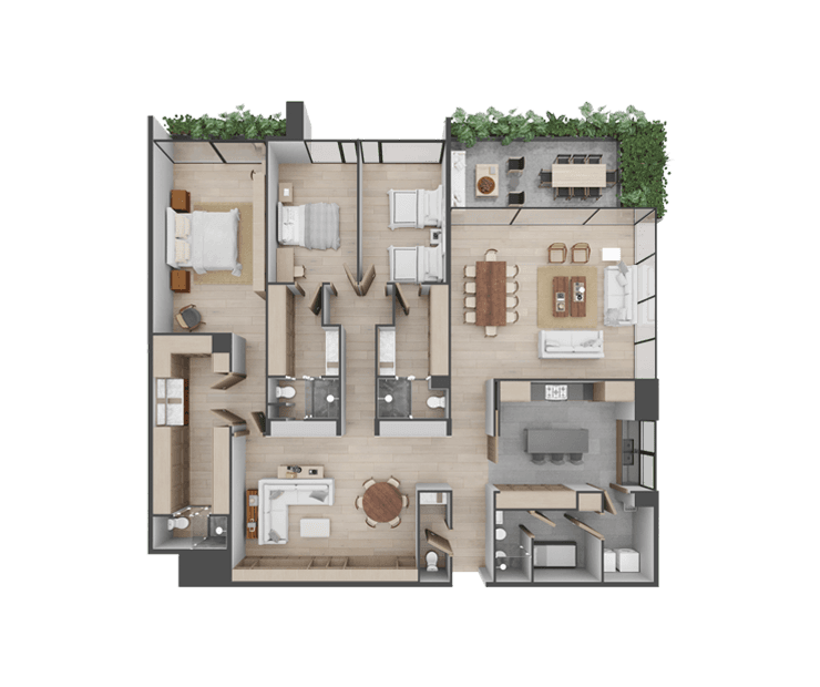 Diagrama de distribución departamento de lujo.
