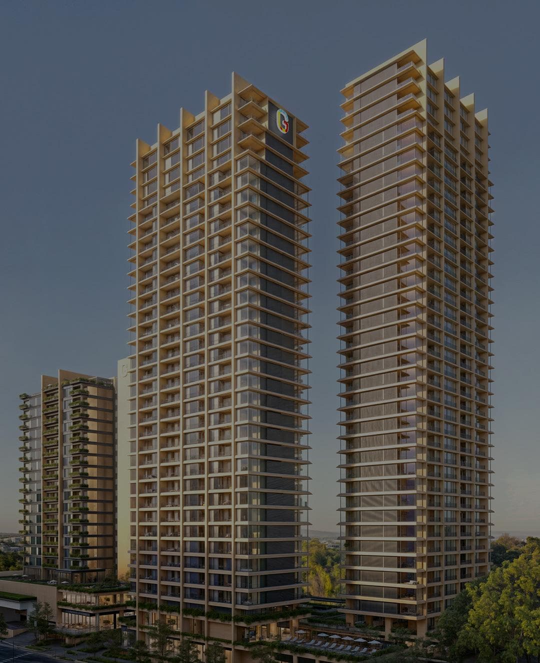 Edificio Be Grand Country Guadalajara: arquitectura moderna con acabados premium en la fachada.