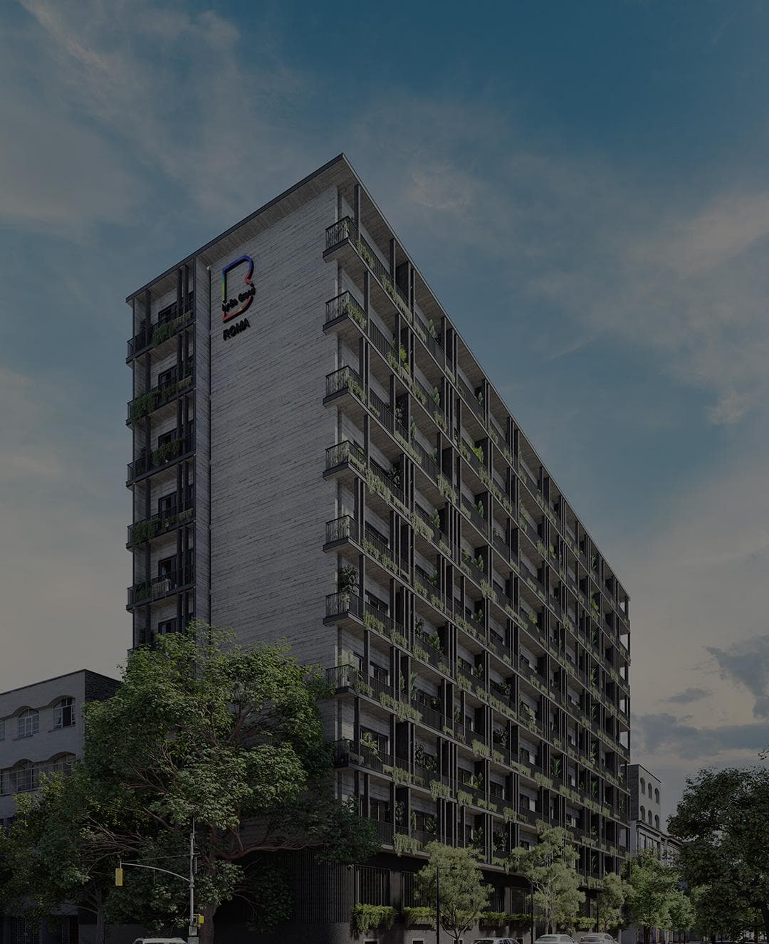 Arquitectura desarrollo inmobiliario Roma Be Grand, CDMX.