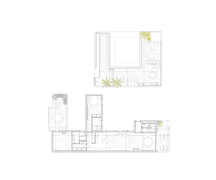 Planta arquitectónica departamento tipo ático Be Grand Santa Engracia de 2 recámaras.