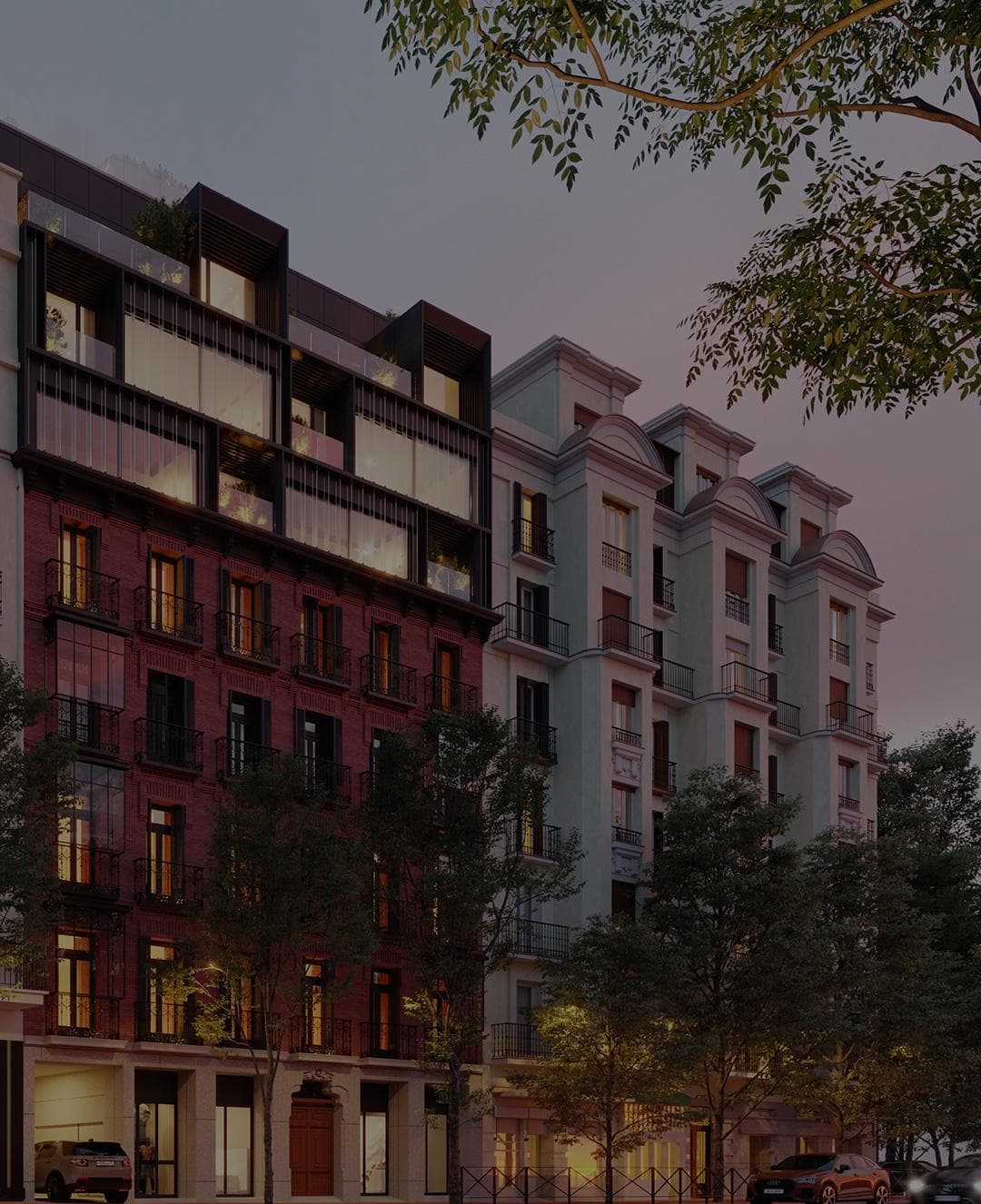Conjunto residencial contemporáneo en Santa Engracia, Madrid, España.